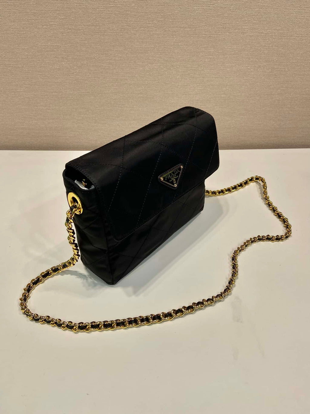 Prada Tessuto Flap Nylon Shoulder Bag With Chain Strap Kaialux 23x18x6cm