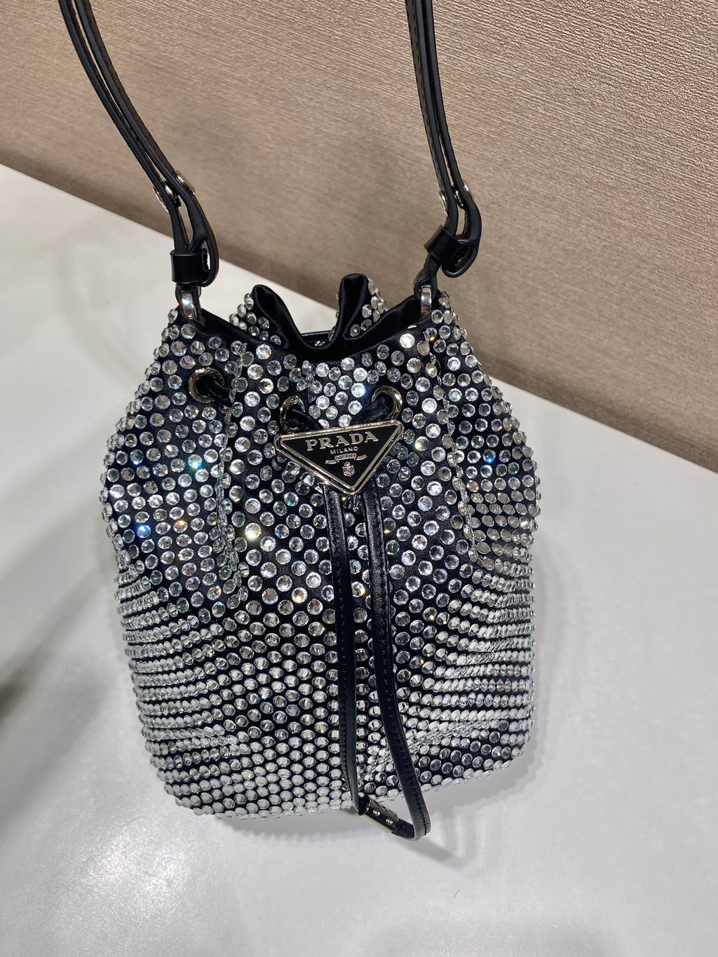 Prada Satin Mini-Bag With Crystals size 16 x 21 x 10 cm