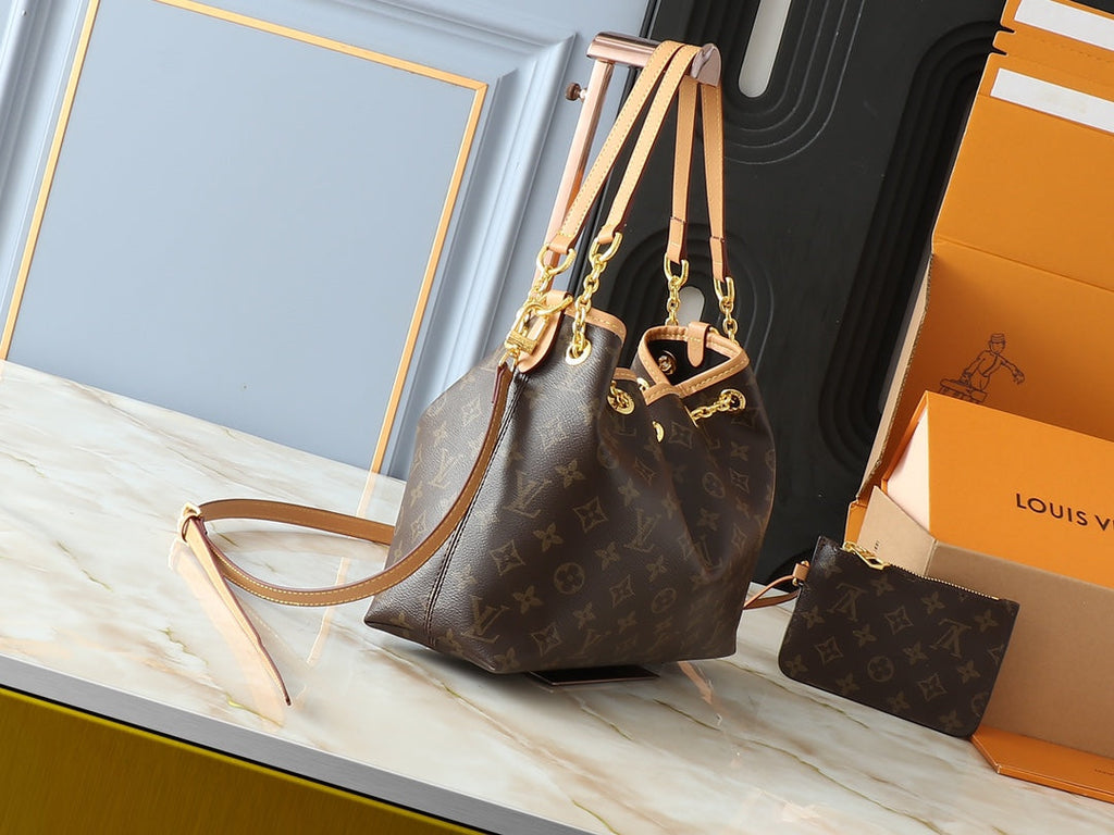 Lv Bag with Metallic Luster Handbag Shoulder Bag 28 x 20 x 11.5cm